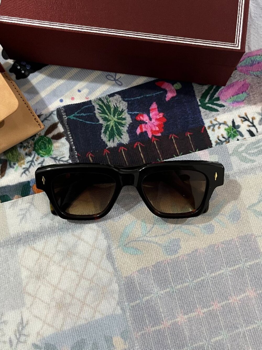 Jacques Marie Mage Black Thick-Framed Square Sunglasses